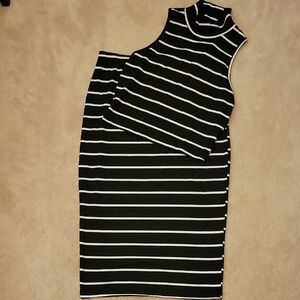 SHEIN Black and White Striped Skirt Set